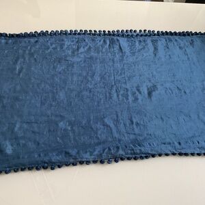 Mediterranean Blue Scarf with puff ball border